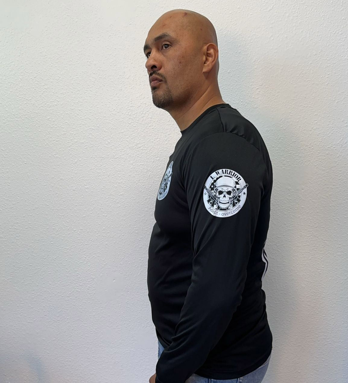 Distressed American flag veteran long sleeve T-shirt Black