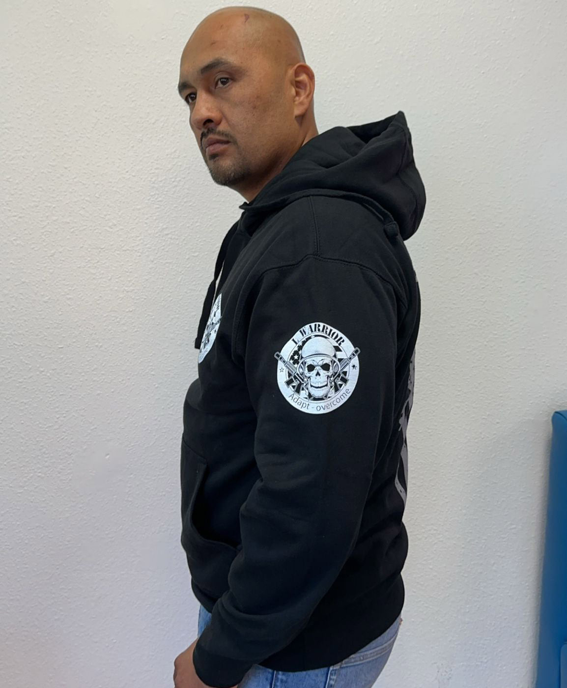 Black hoodie - Distressed grey American flag